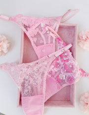 Набір трусиків стрінгів Princess box на регуляторах в рожевому кольорі , фото 1