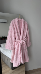 Махровий халат Embrace в рожевому кольорі , фото 5