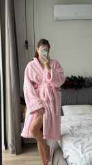 Махровий халат Embrace в рожевому кольорі , фото 4