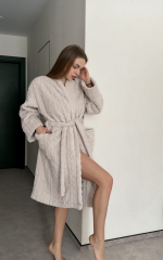 Махровий халат Embrace в бежевому кольорі , фото 3