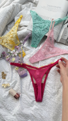 Набір різнокольорових мереживних трусиків Princess box на регуляторах з 5 шт, фото 8