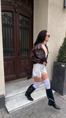 Сатинові шортики ROSIE в теплому білому кольорі , фото 6