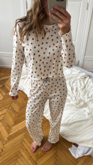 Піжама з натуральної тканини Iris з принтом полунички довга, фото 4