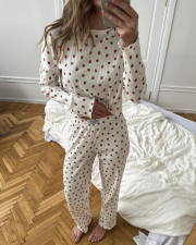Піжама з натуральної тканини Iris з принтом полунички довга, фото 2