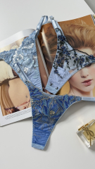 Набір трусиків стрінгів на регуляторах Princess box 3 в блакитному кольорі , фото 6