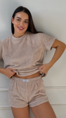 Піжама Teddy в бежевому кольорі укорочена , фото 2