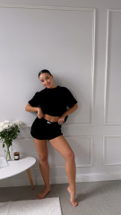 Піжама Teddy в чорному кольорі укорочена , фото 8