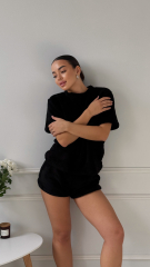 Піжама Teddy в чорному кольорі укорочена , фото 2