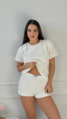 Піжама Teddy в молочному кольорі укорочена , фото 2