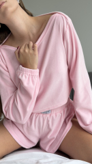 Піжама з натурального велюру Kristin в рожевому кольорі, фото 6