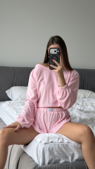 Піжама з натурального велюру Kristin в рожевому кольорі, фото 3