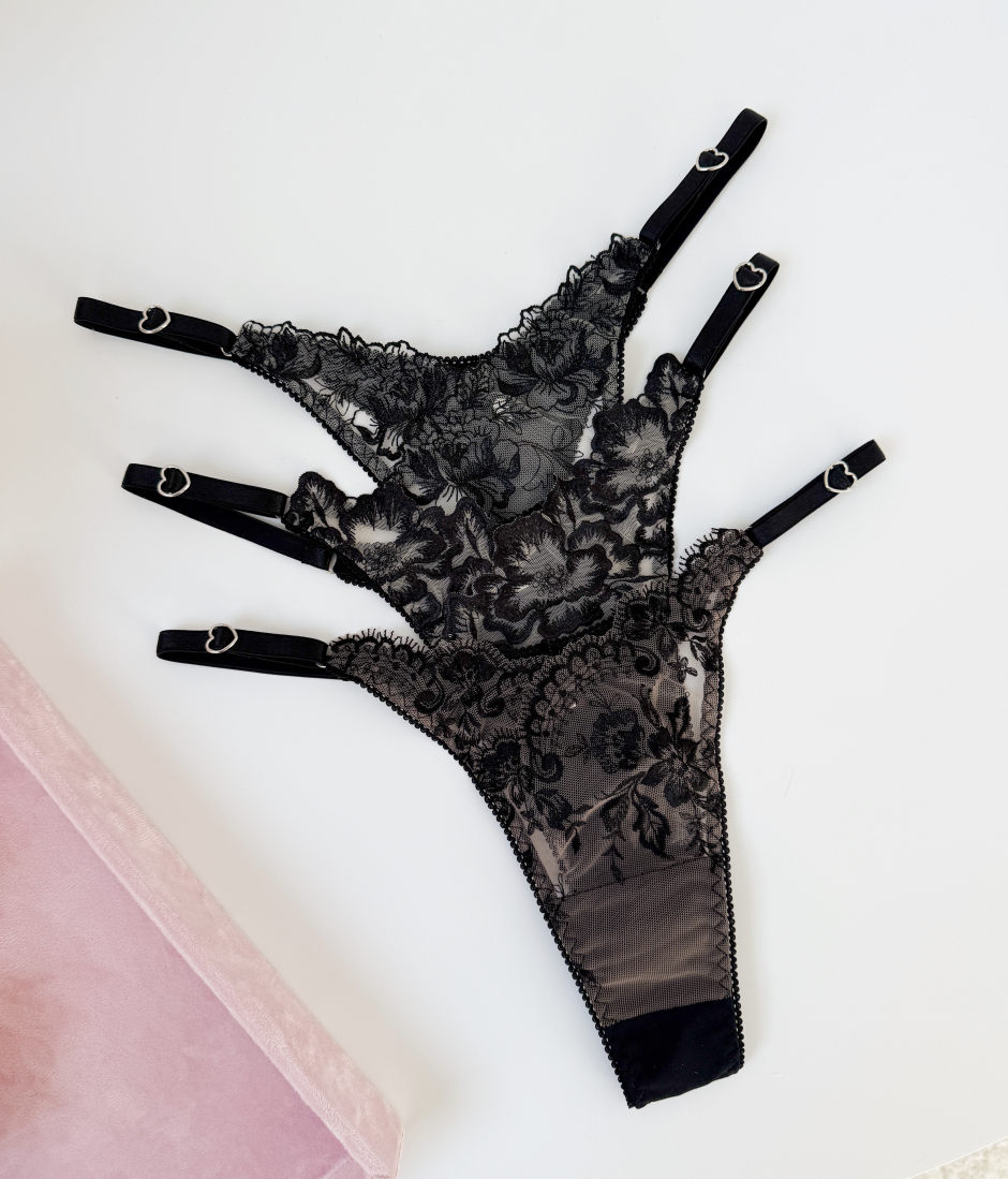 Набір трусиків стрінгів Princess box на регуляторах в чорному кольорі , фото 14
