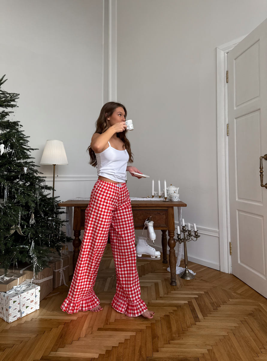 Піжама REMI з рюшами з принтом червона клітинка , фото 17