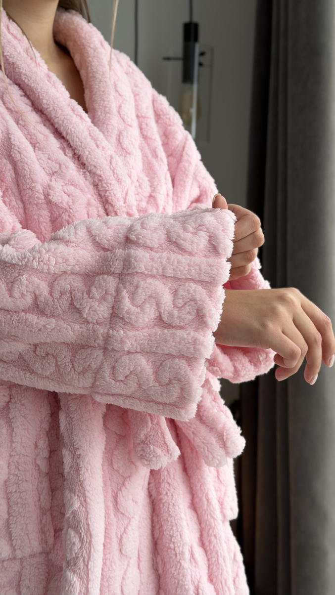 Махровий халат Embrace в рожевому кольорі , фото 16