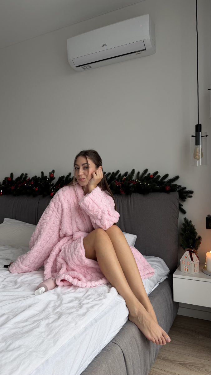 Махровий халат Embrace в рожевому кольорі , фото 10