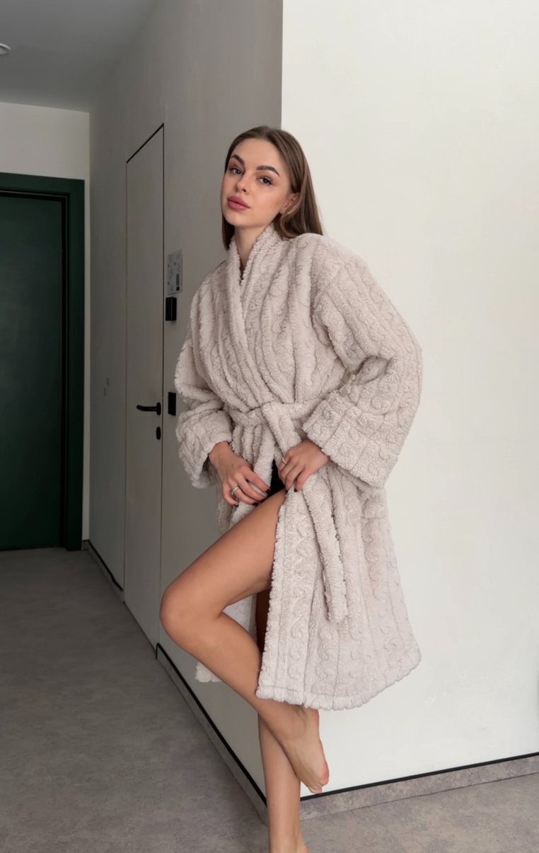  Піжама Embrace з махри в бежевому кольорі , фото 13