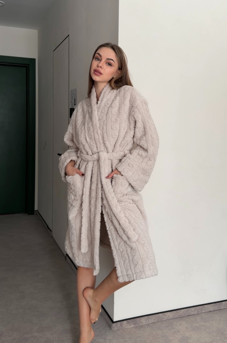  Піжама Embrace з махри в бежевому кольорі , фото 14