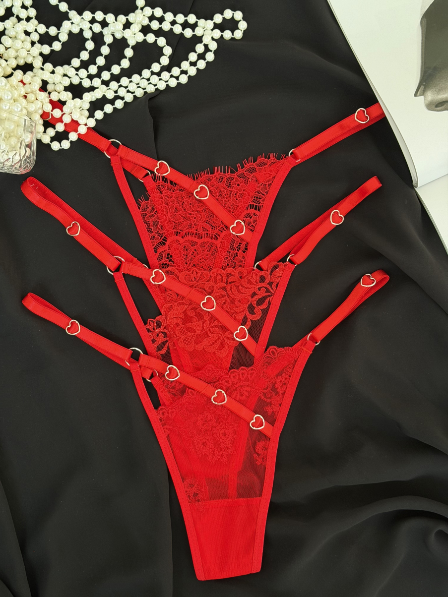 Набір трусиків з декоративними сердечками в червоному кольорі Valentines , фото 11