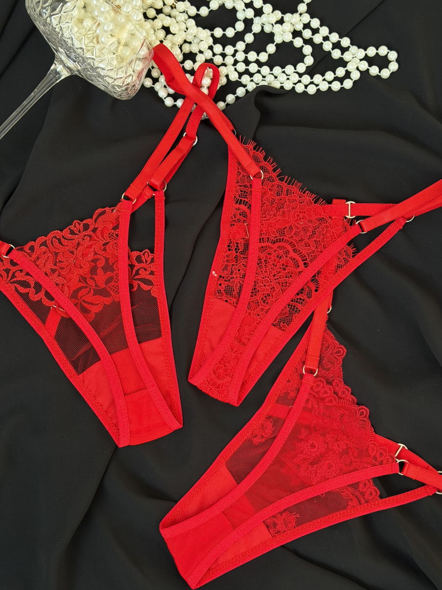 Набір трусиків з декоративними сердечками в червоному кольорі Valentines , фото 14