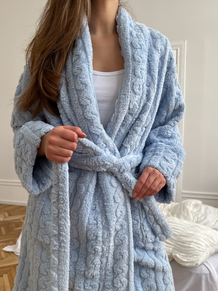 Махровий халат Embrace в блакитному кольорі, фото 13