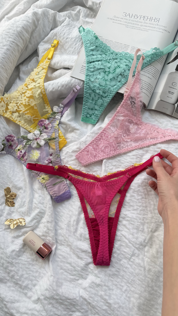 Набір різнокольорових мереживних трусиків Princess box на регуляторах з 5 шт, фото 16