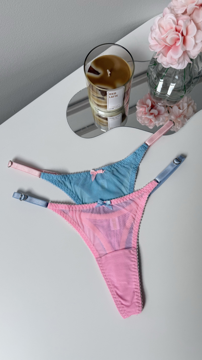 Набір кольорових трусиків з сітки Bliss рожеві+блакитні, фото 9
