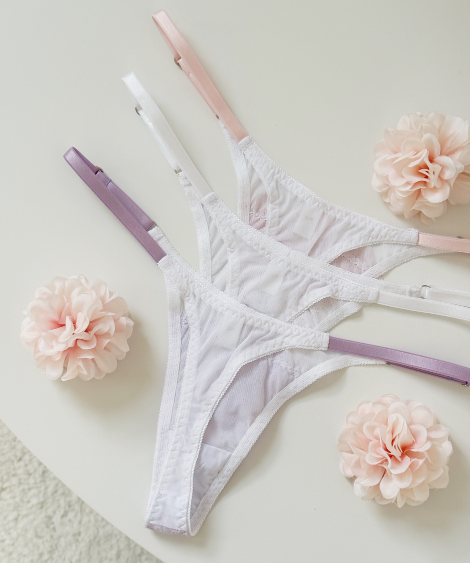 Кольорові трусики EVA в білому кольорі з кольоровим мереживом , фото 8