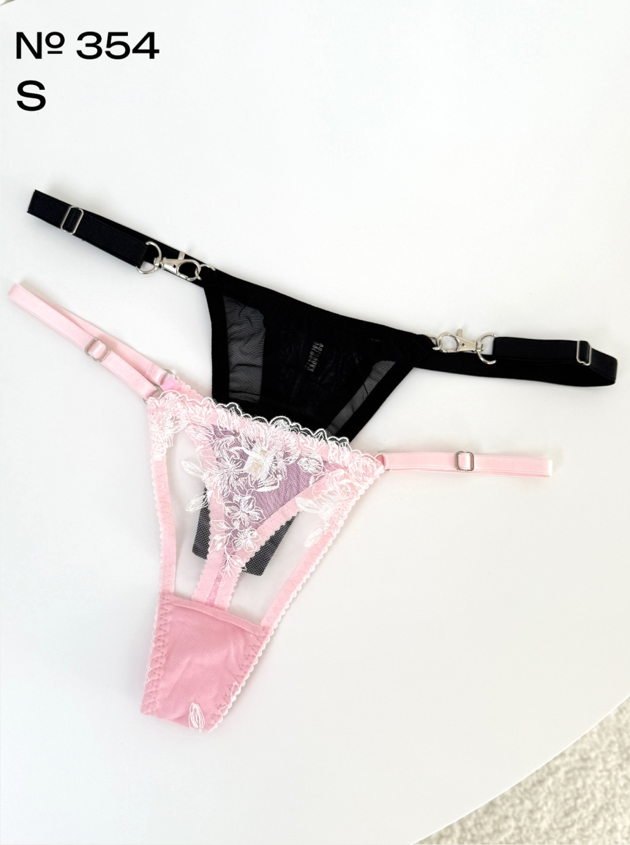 Набір трусиків розмір S чорні та рожеві 354, фото 1