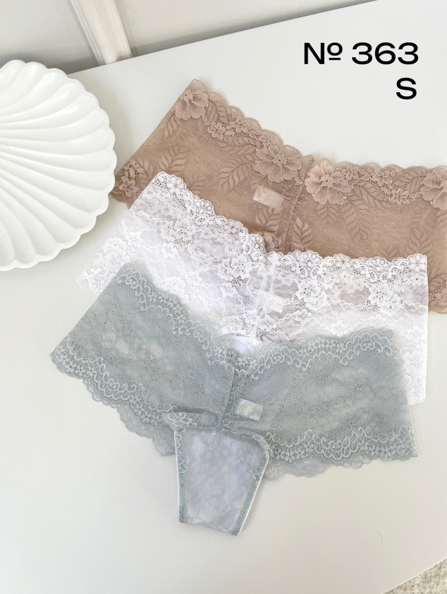 Набір мереживних трусиків в розмірі S білі бежеві сірі 363, фото 1