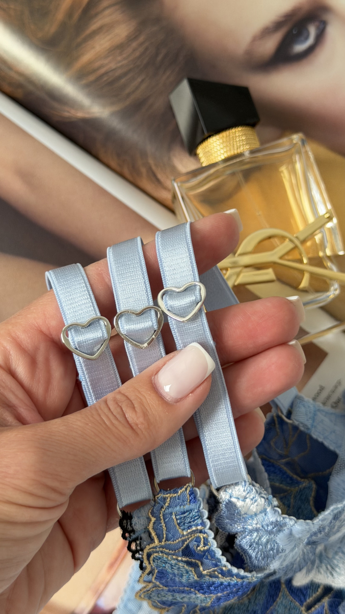 Набір трусиків стрінгів на регуляторах Princess box 3 в блакитному кольорі , фото 11
