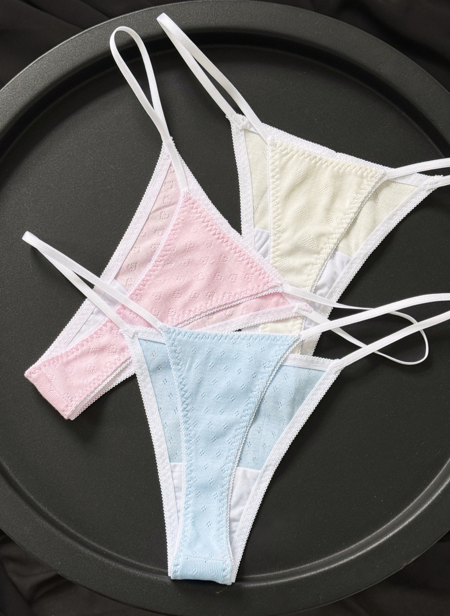 Набір трусиків з натуральної тканини Gloria (рожеві, блакитні, білі) , фото 11