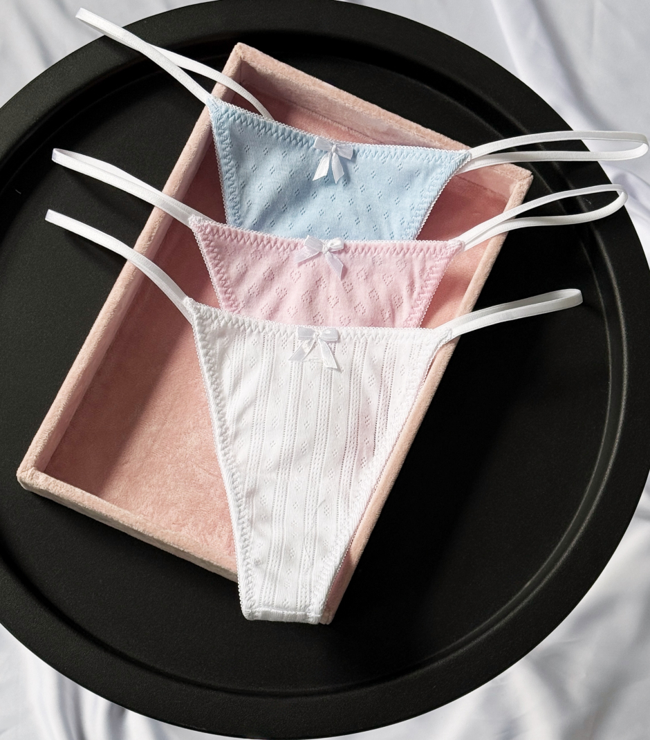 Набір трусиків з натуральної тканини Gloria (рожеві, блакитні, білі) , фото 7