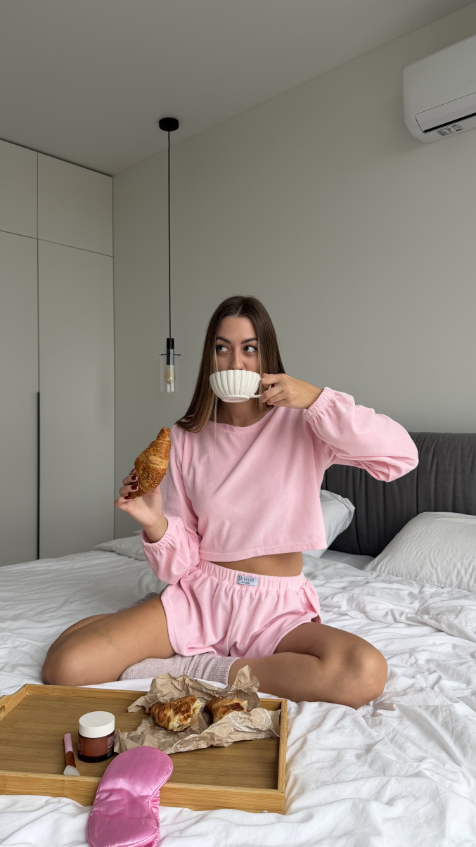 Піжама з натурального велюру Kristin в рожевому кольорі, фото 10