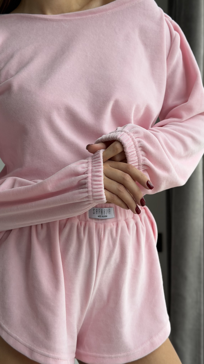 Піжама з натурального велюру Kristin в рожевому кольорі, фото 18