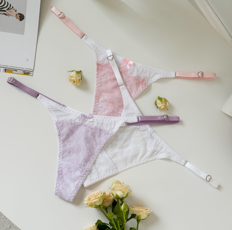 Кольорові трусики EVA в білому кольорі з кольоровим мереживом , фото 7