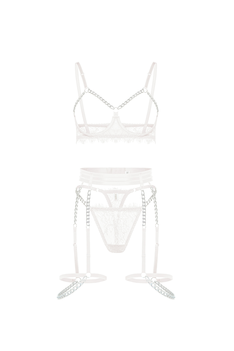 Комплект білизни Lucy в білому кольорі з поясом 75A, S №58, фото 1