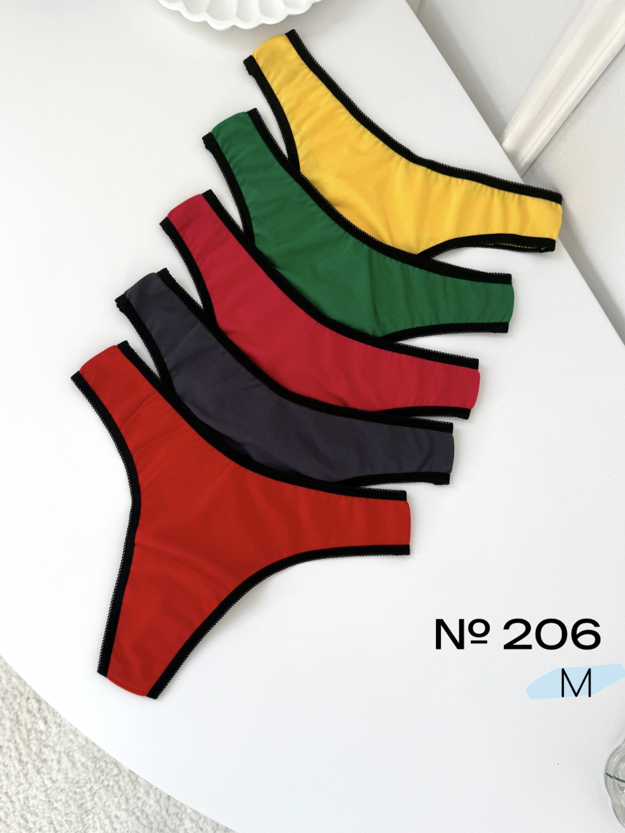 Набір бавовняних стрінгів 5 шт розмір M 206, фото 1