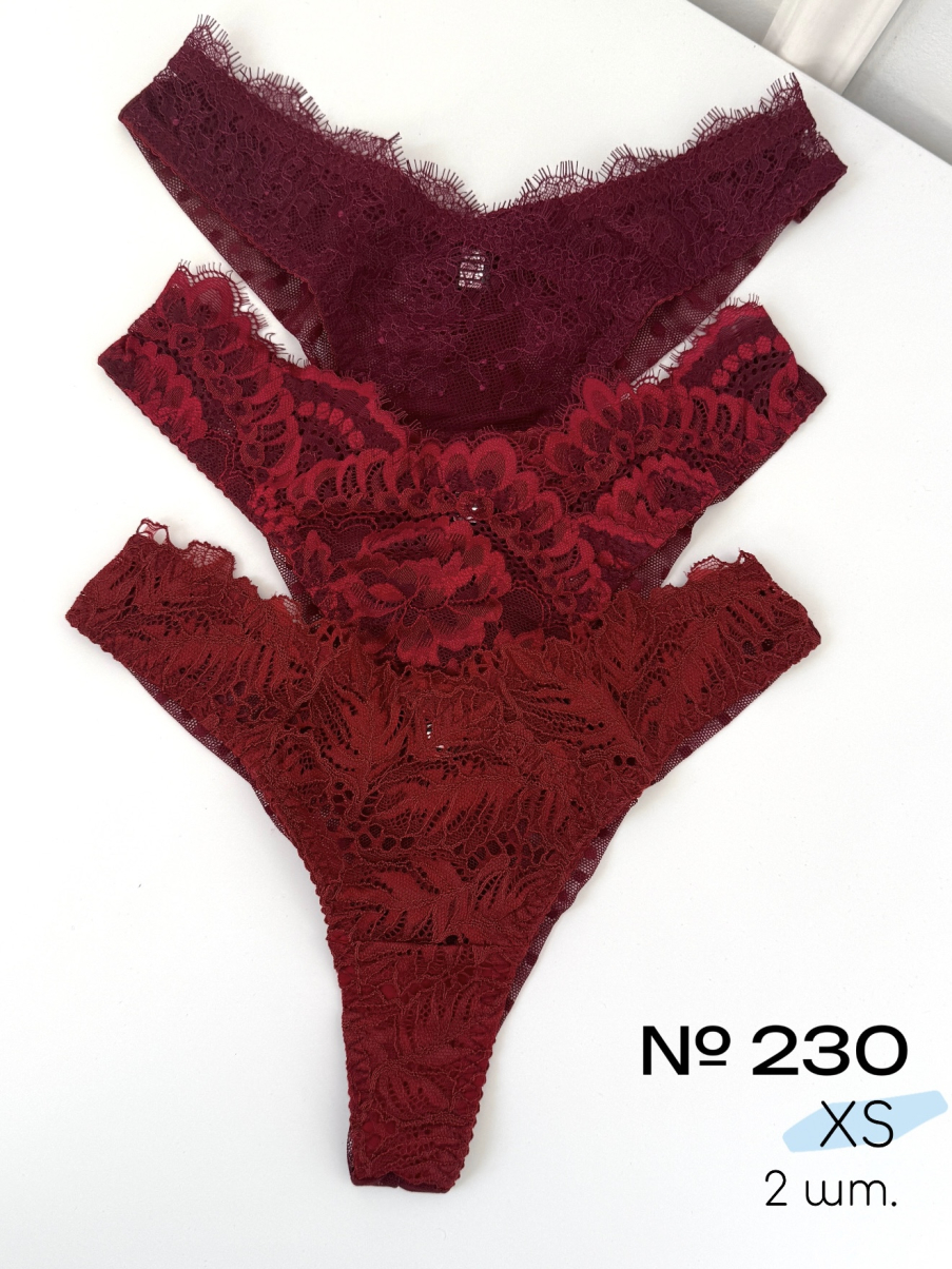 Набір трусиків в бордовому кольорі розмір XS №230 , фото 1