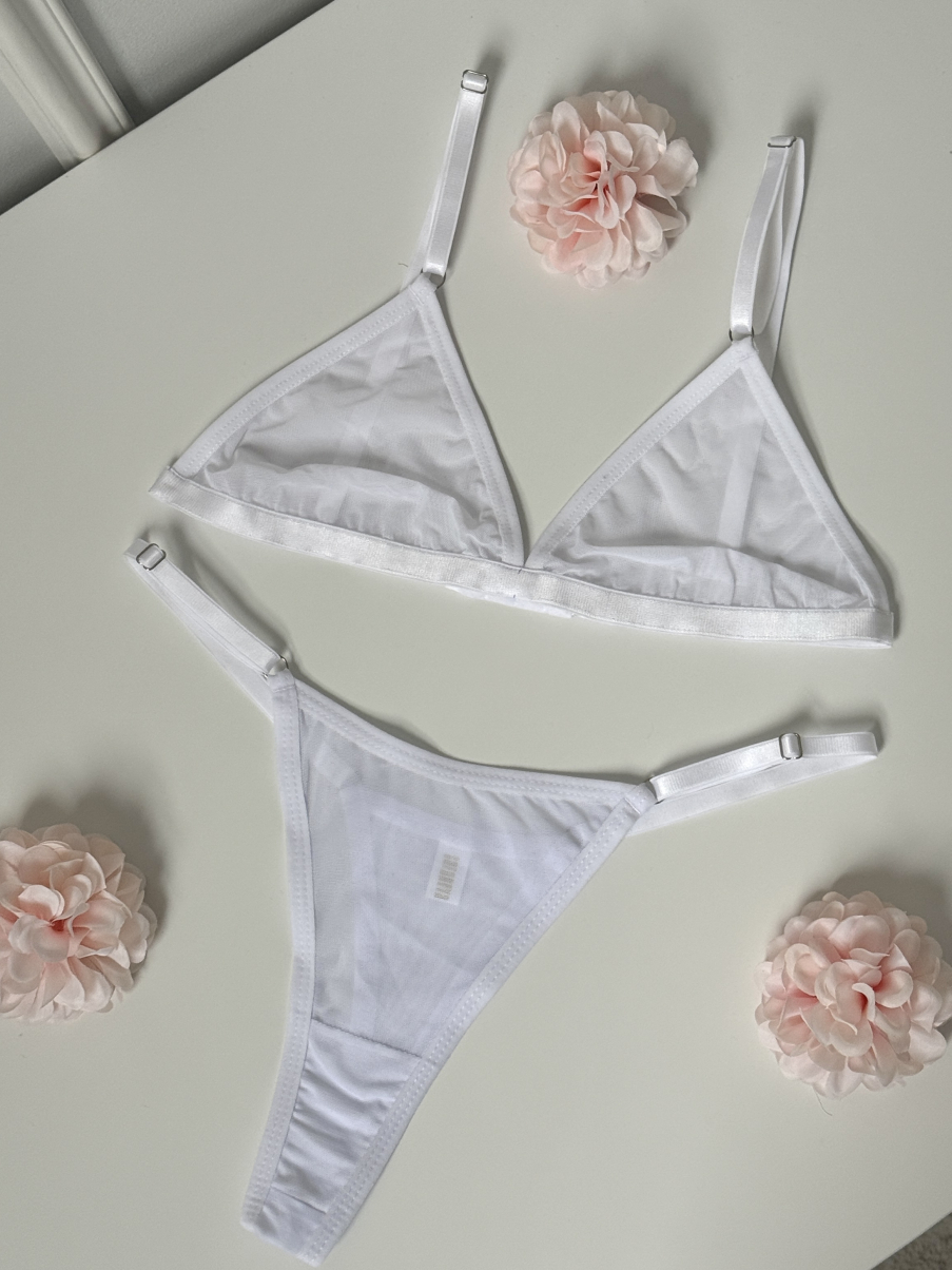 Комплект білизни з сітки в білому кольорі 75B, M №146, фото 1