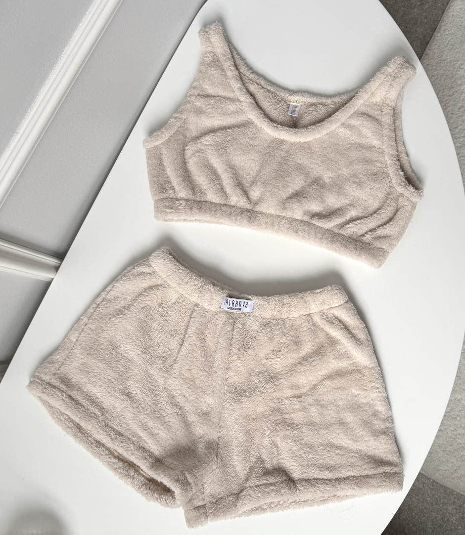 Піжама в бежевому кольорі укорочена Teddy S-M №253 , фото 1