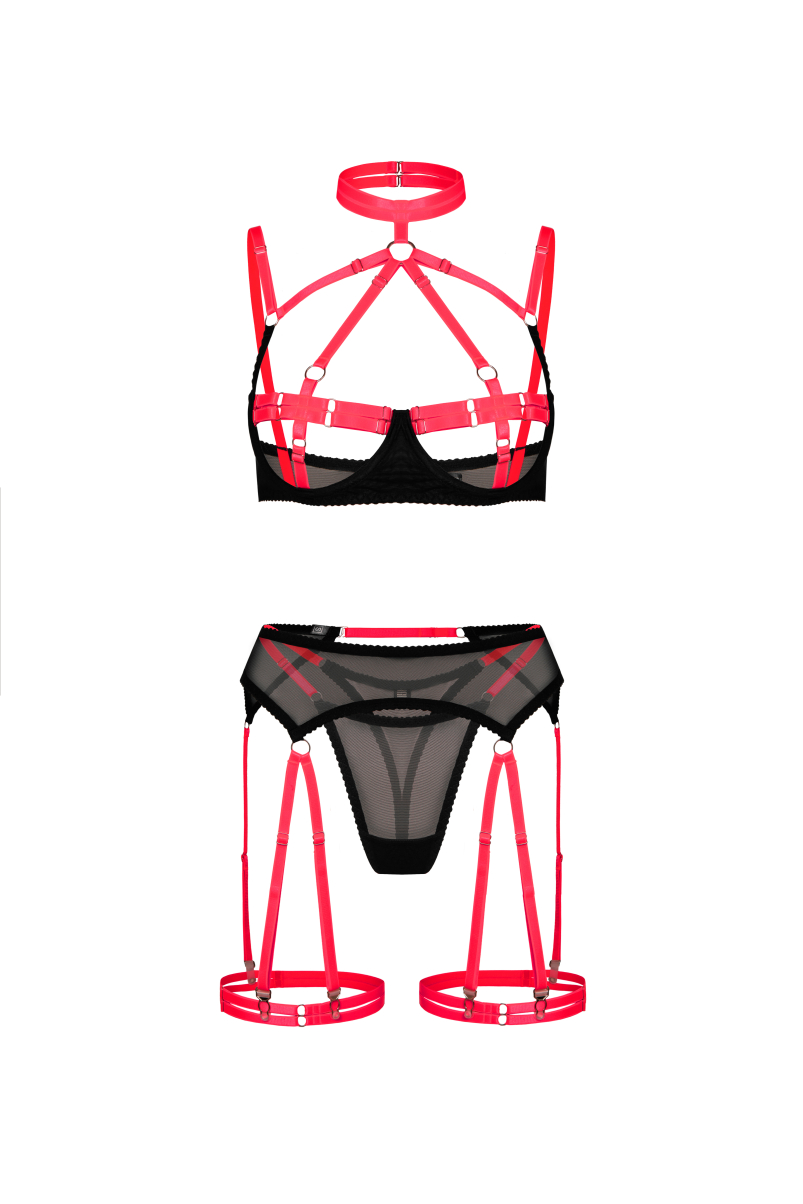 Комплект білизни Kitty помаранчевий 75C, M з поясом №284 , фото 1